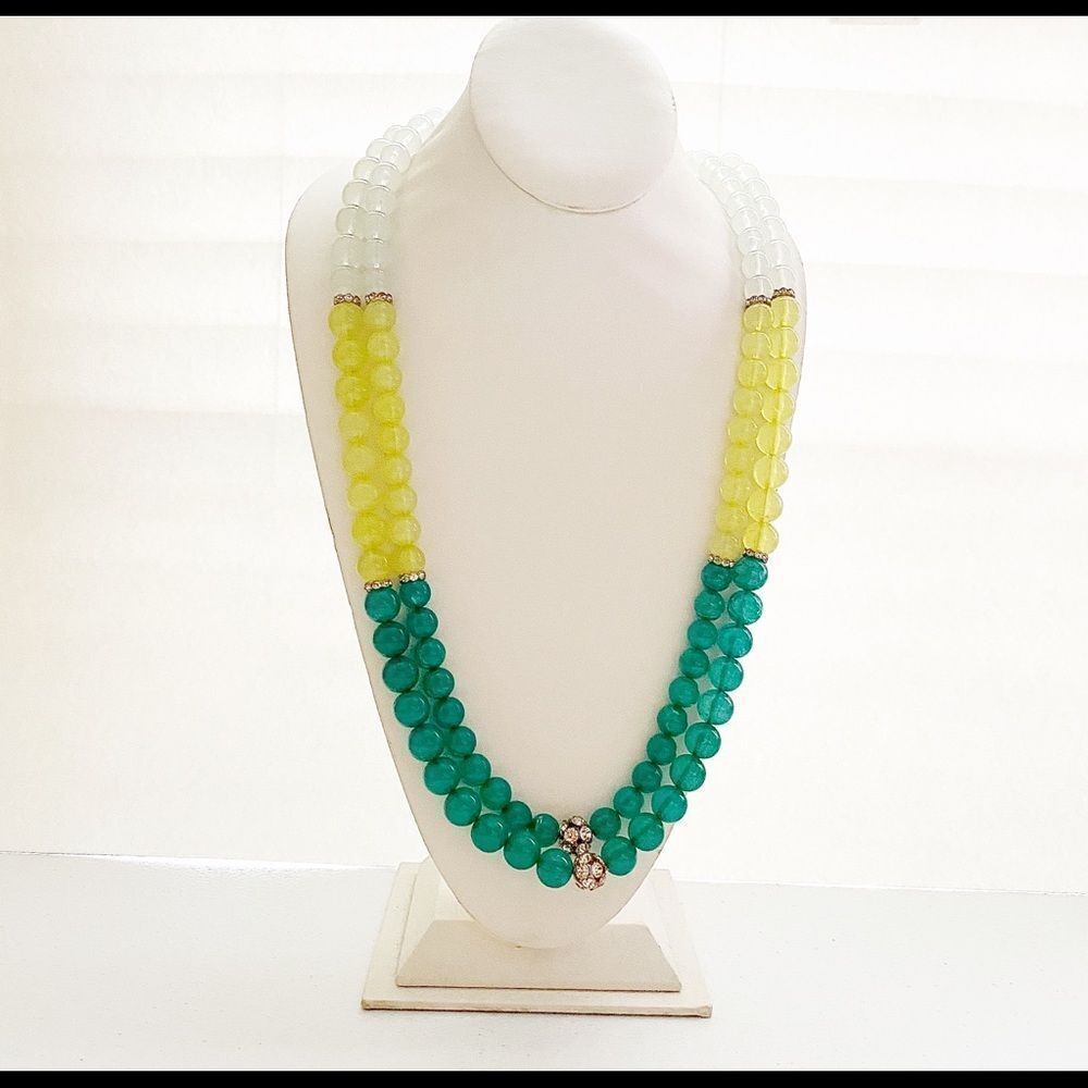 Necklace Double Strand Green Beads